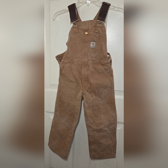 Carhartt Brown Canvas Kids Overalls Size Medium - Picture 1 of 7